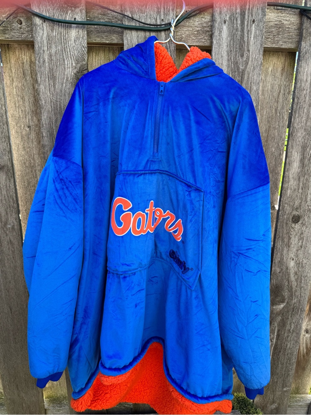Gators Plush Pullover Hoodie - Blue with Orange Sherpa